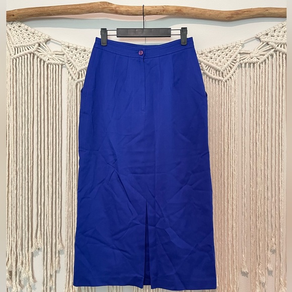 Vintage Bijon Sport 100% Wool Long Pencil Shirt W/ Pockets Sz 6/7 (S) - Picture 2 of 8